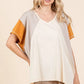 Mittoshop Color Block V-Neck Short Sleeve T-Shirt - Farnelli