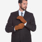 CA3633 (cork) - Handsewn Italian carpincho men’s rabbit fur-lined dress gloves