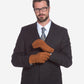 CA3633 (cork) - Handsewn Italian carpincho men’s rabbit fur-lined dress gloves