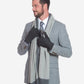 CA3633 (grey) - Handsewn Italian carpincho men’s rabbit fur-lined dress gloves
