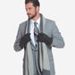CA3633 (grey) - Handsewn Italian carpincho men’s rabbit fur-lined dress gloves