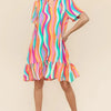 Haptics Tiered Woven Ruffle Hem Dress - Yellow/Green/Fuchsia