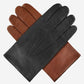 CA3976 (cognac) -Men's Italian cashmere lined leather gloves with unique contrast points