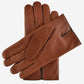CA3976 (cognac) -Men's Italian cashmere lined leather gloves with unique contrast points