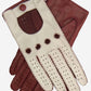 CA4123 (cream/claret) - Women’s two-tone Italian leather driving gloves