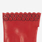 CA4534 (red) - Women’s Italian unlined dress leather gloves with “lace-work" cuff