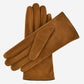CA4941 (brown) - Women’s Italian handsewn suede gloves with cashmere lining and distinctive details
