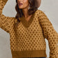 SO ME Color Block Textured Christmas Sweater V Neck Top - Farnelli