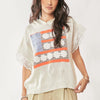 Davi & Dani American Flag Loose Fit Lace Sleeve Hoodie Top - IVORY WHITE