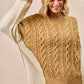 BiBi Cable Knit With Hacci Combo Sweater With Uneven Hem Detail - Farnelli