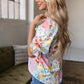 Solana Boho Flower Half Puff Sleeve Blouse - Farnelli