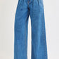 RISEN Full Size Mid Rise Fit Wide Leg with Pleated Detail Jeans Plus Size - Farnelli
