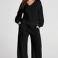 V-Neck Long Sleeve Top and Pants Active Set - Farnelli