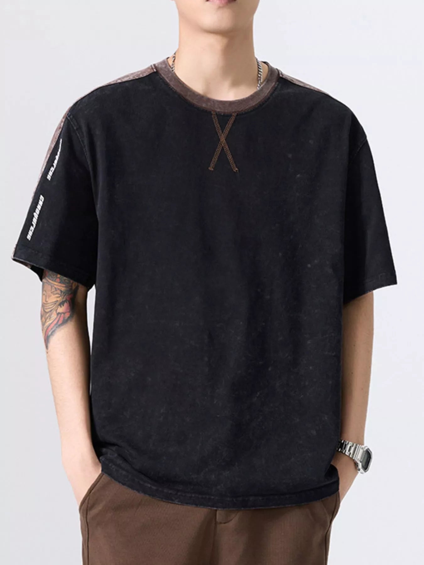 Men's Plus Size Round Neck Short Sleeve T-Shirt - Farnelli