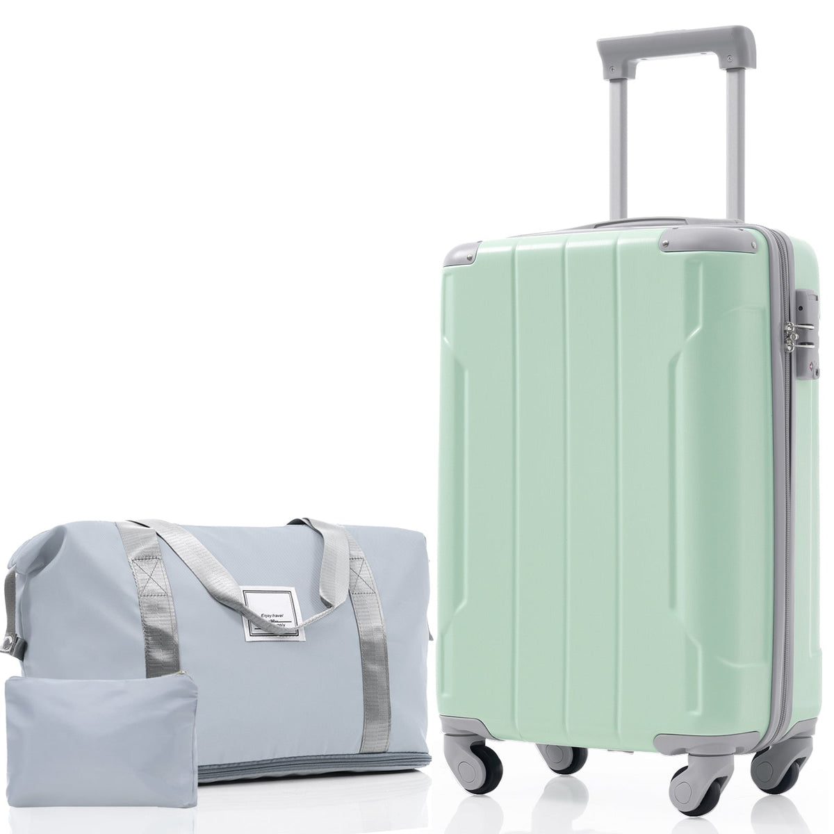 HouseOfZazla 20-inch carry-on hard case luggage set with three pieces and spinner wheels