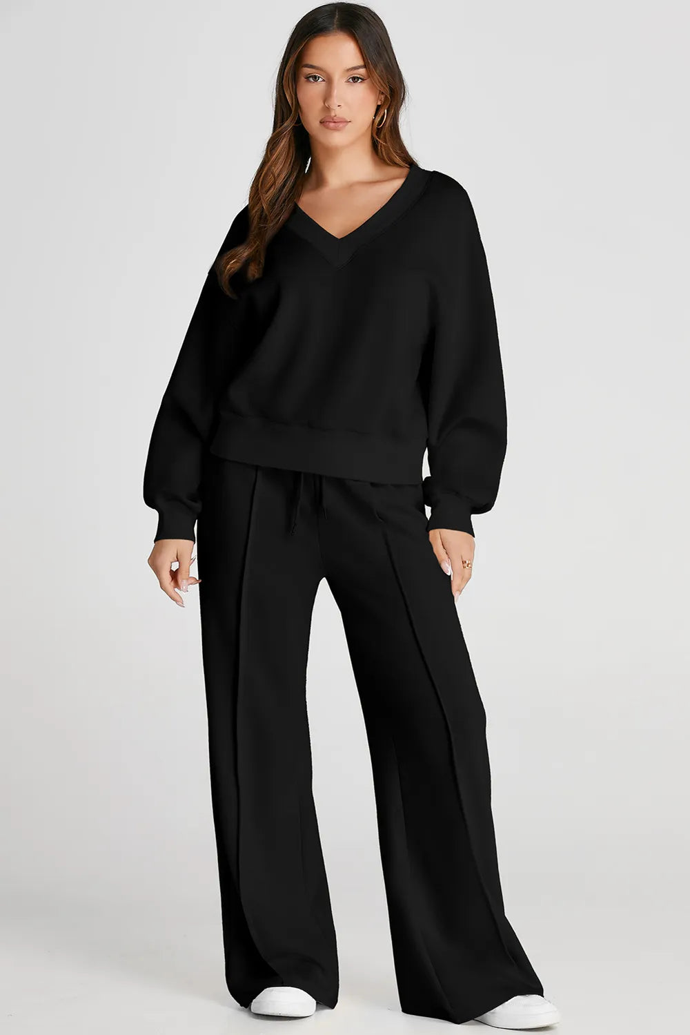 V-Neck Long Sleeve Top and Pants Active Set - Farnelli