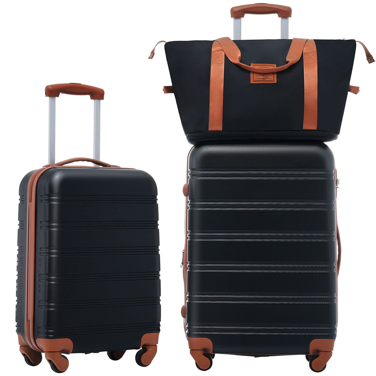 HouseOfZazla hardshell luggage set with spinner wheels and TSA lock in black, white, or pink