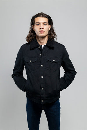 Cain Men's Faux Shearling Twill Trucker Jacket