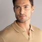 Long Sleeve Sweater Polo Solid // Camel