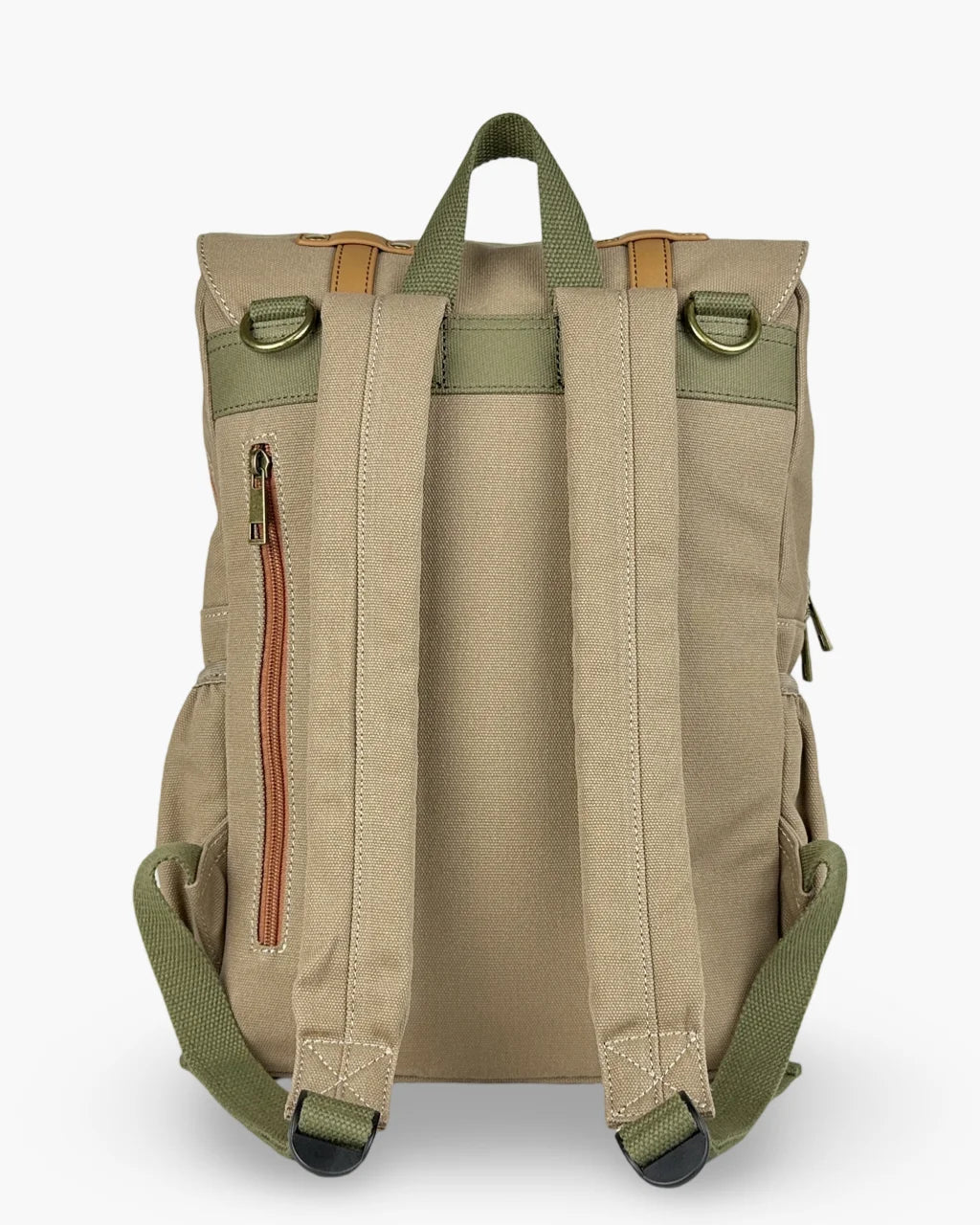 Baldwin Baby Company Bon Secour diaper backpack shown from the back in canvas fabric