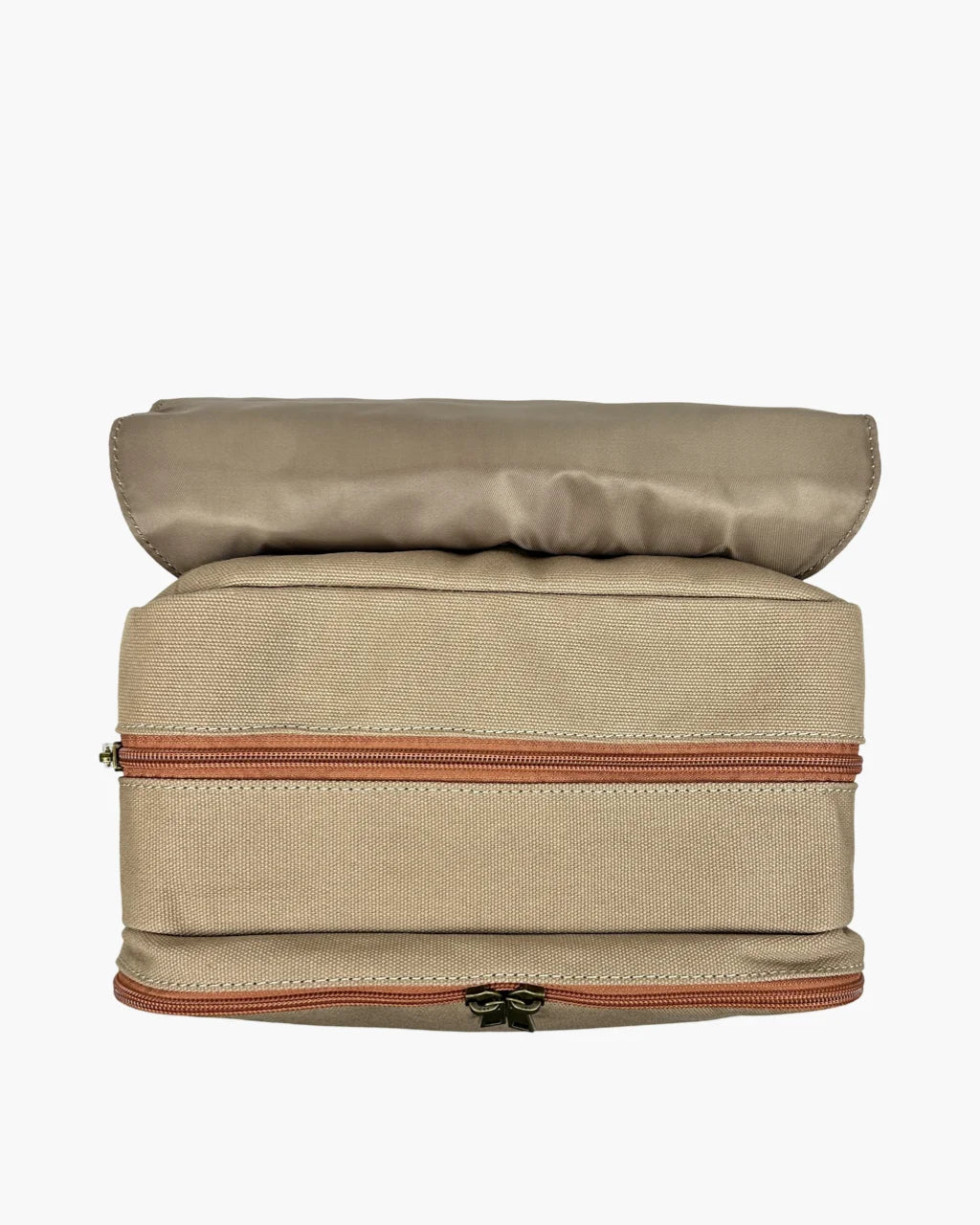 Bon Secour canvas diaper backpack by Baldwin Baby Company with top zipper closure