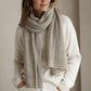 Beige Herringbone Cashmere Scarf