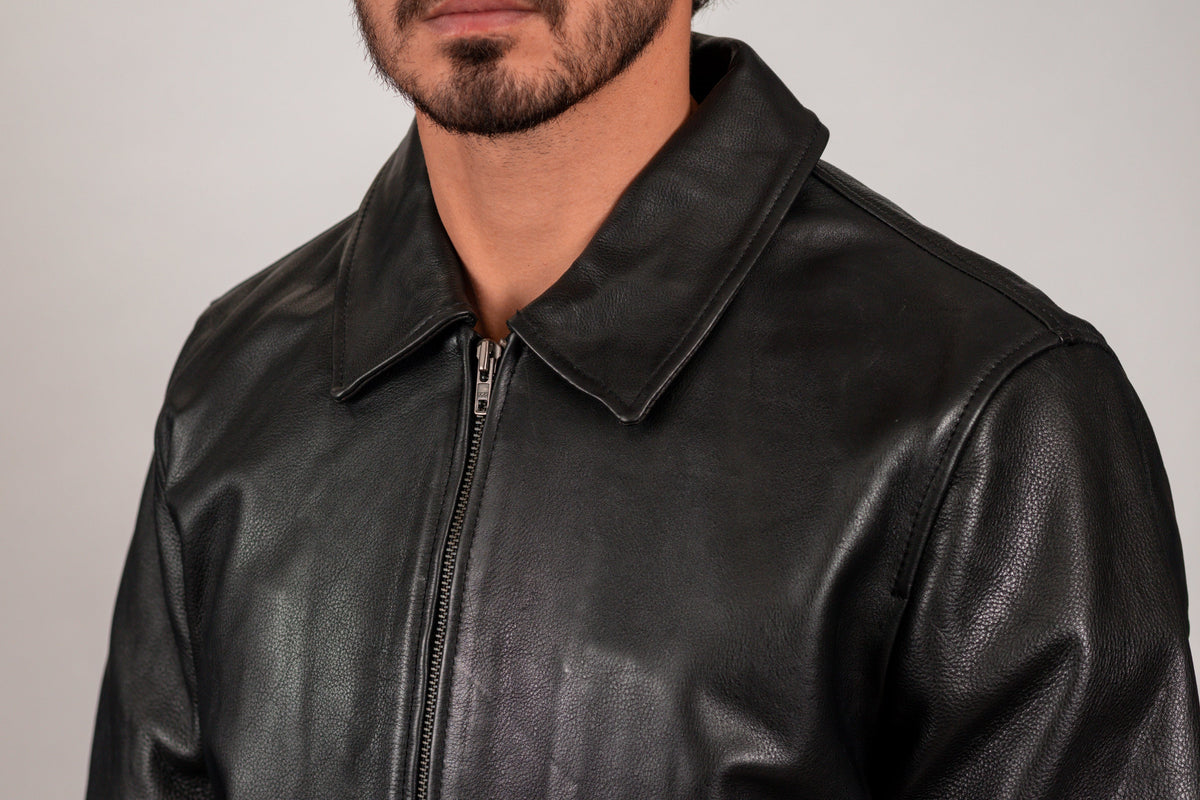 Whet Blu NYC Castor men's leather bomber jacket, upper view