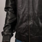 Whet Blu NYC Castor men's leather bomber jacket with front zip closure and classic collar