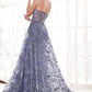 Ladivine CB046 Strapless Fitted Gown Floral Applique And Glitter Tulle Overskirt