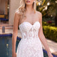 Cinderella Divine CB046W Strapless Gown Floral Applique Glitter Tulle Overskirt