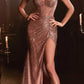 Cinderella Divine CB084 Strapless Fitted Glitter Gown