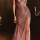 Cinderella Divine CB084 Strapless Fitted Glitter Gown