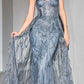 Cinderella Divine CB095 Strapless Lace Fitted Gown with Over Skirt