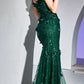 Ladivine CB096 Long Off the Shoulder Formal Glitter Gown