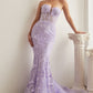 Strapless Butterfly Print Mermaid Gown - Farnelli