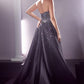 Ladivine CB114 Long Strapless Formal Gown with Jewel Accents