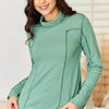 POL Exposed Seam Long Sleeve Knit Top - EMERALD GREEN