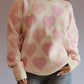 Heart Ribbed Hem Long Sleeve Sweater - Farnelli
