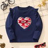 Children's Long Sleeve Heart Patch Ruffle Trim T-Shirt - Dark Navy