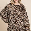 Culture Code Leopard Faux Fur Round Neck Top - Brown