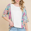 BOMBOM Floral Round Neck Half Sleeve T-Shirt - White