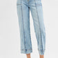 RISEN Full Size High Rise Crop Wide Front Seam Detailed Jeans Plus Size - Farnelli