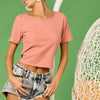 BiBi Rib Knit with Back Cross and Tied Detailed Top - DUSTY PINK