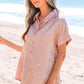 Kiana Metallic Buttoned Loose Fit Short Sleeve Shirt - Farnelli