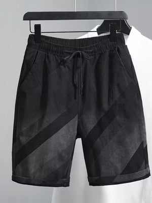 Men's Plus Size Striped Casual Drawstring Shorts - Farnelli