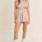 MABLE Draped Romper with Pleated Shoulder Pad Detail - Farnelli