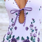 Printed Spaghetti Strap One-Piece Swimwear and Cover Up Swim Set - Farnelli