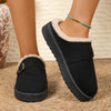 Round Toe Platform Slippers - Black