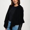 Coalition LA Knit Collared Faux Leather Crop Jacket - Black