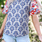 Julieta Floral Puff Sleeve Frilled Neck Blouse - Farnelli